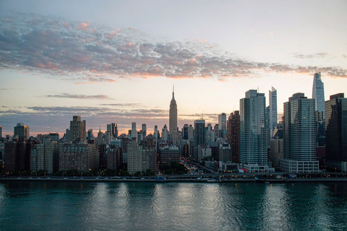 New York City skyline at dusk
